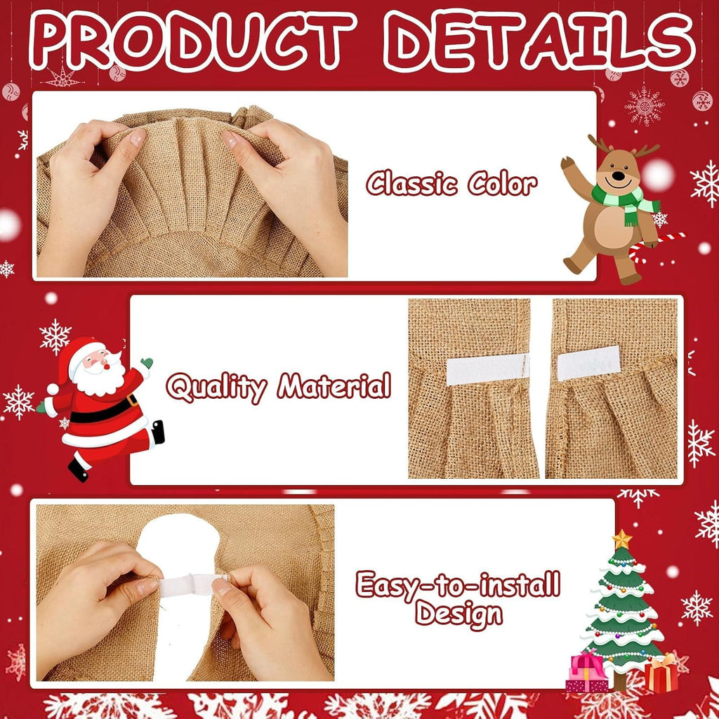 18 Inch Christmas Mini Tree Skirt Decorations Linen Burlap Small Tree Skirt Tree Mat for Xmas Pencil Trees Indoor
