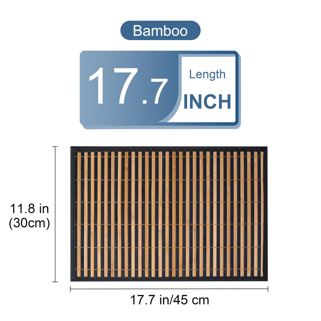 Placemats Set of 6, Bamboo Table Mats Set with Leaf Pattern, 18'' × 12'' Woven Placemat, Washable Heat-Resistant