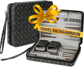 Magnetic Travel Backgammon Sets for Adults - Quality PU Leather Backgammon Board Game for Adults and Kids - 14" Gift