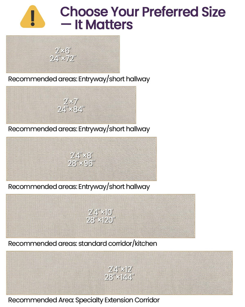 Th Runner Rug 2'4"x8', Non Slip Entryway Rugs, Beige White