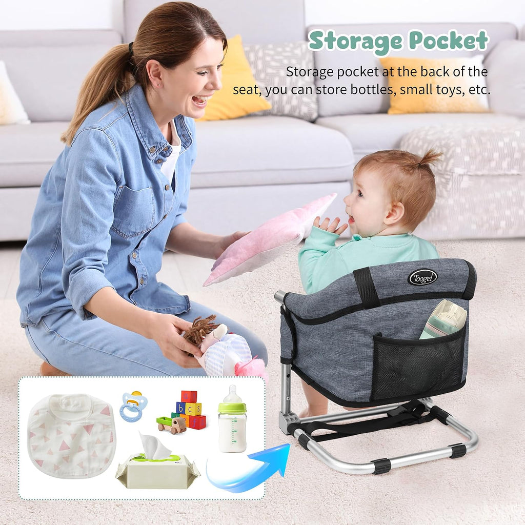 Booster Seat for Dining Table, 3-in-1 Portable Toddler Booster Chair with Safety Buckle, Height Adjustable & Foldable