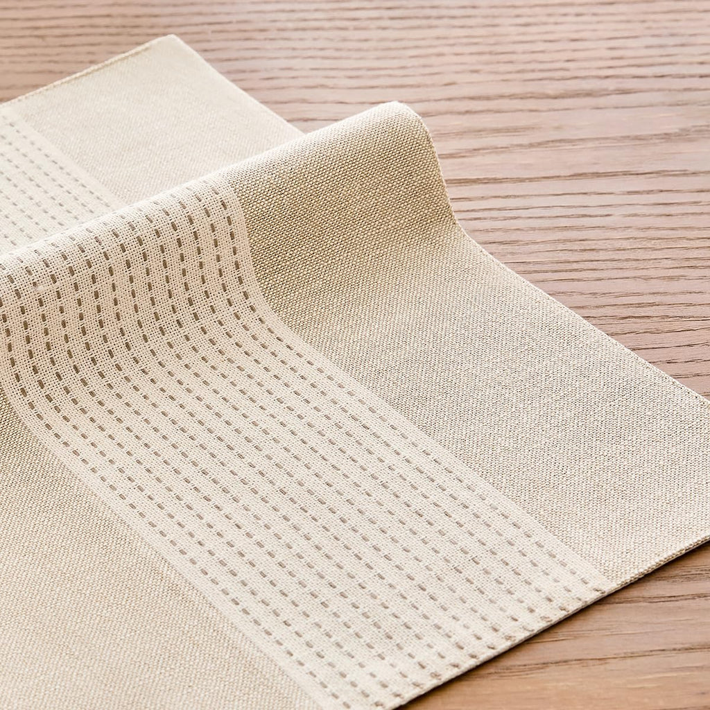 Linen Placemats, 12 x 18 Inch Set of 4 Placemats, Farmhouse Macrame Place Mats Table and Heat Resistant-Hemstitch