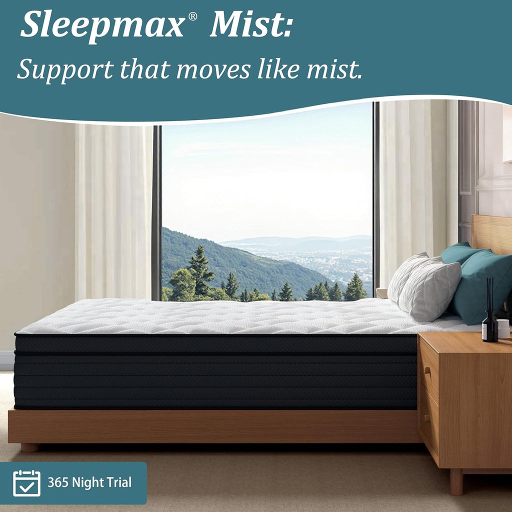King Size Mattress 14 Inch, Cooling Pain Relief Hybrid Mattresses | Deep Sleep Bed in Box, For Back & Side Sleepers