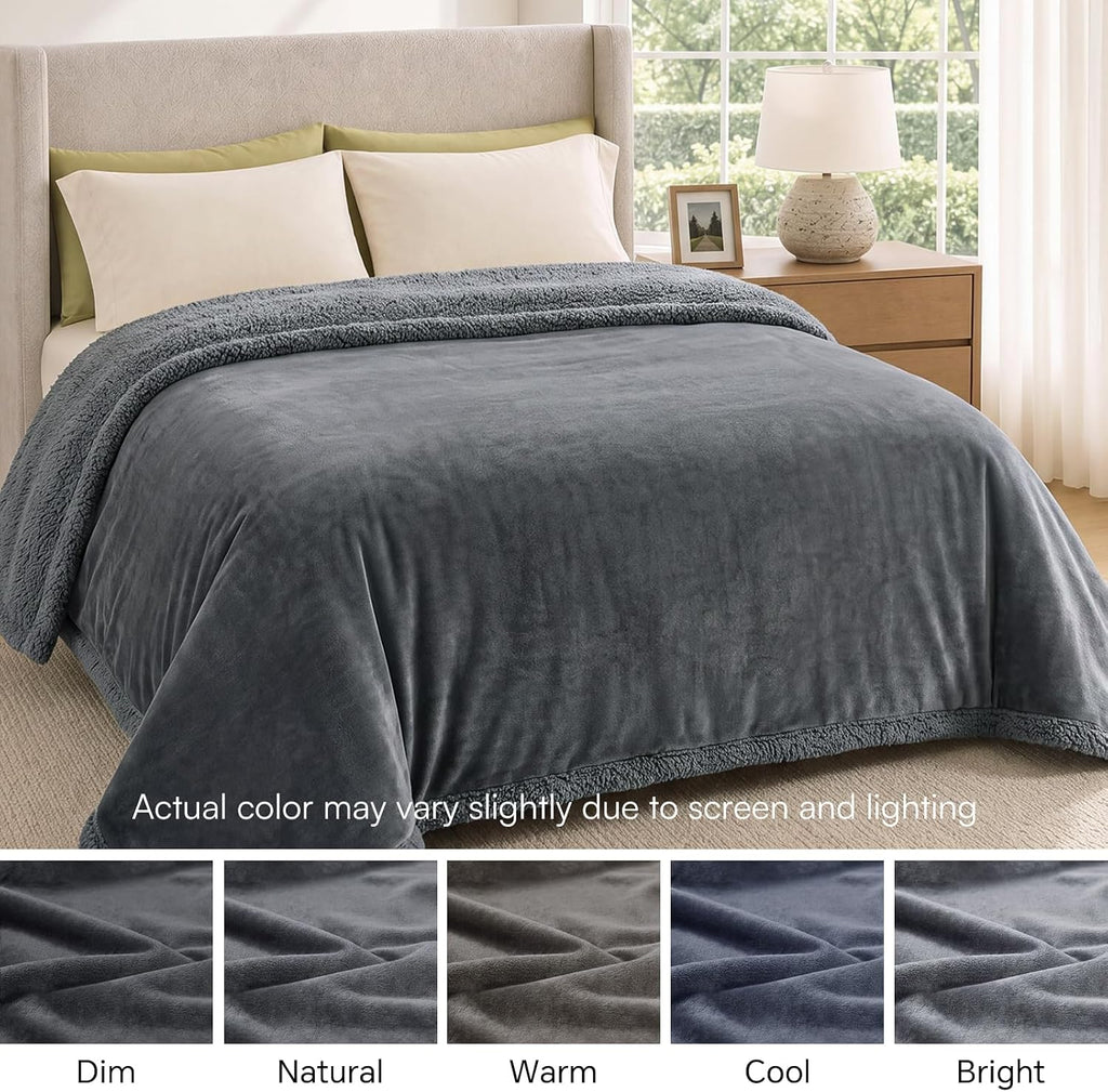 Waterproof Pet Blanket, Liquid Pee Proof Dog Blanket for Sofa Bed Couch, Reversible Sherpa Fleece Furniture Protector