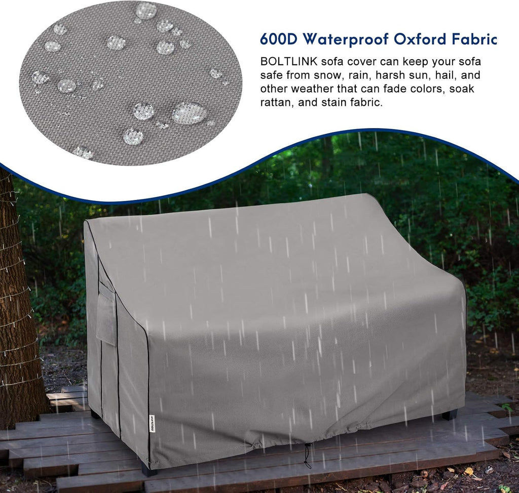 Patio Sofa Cover Waterproof, Heavy Duty, 79x38x35 in, 3-Seater | UV resistant, tear proof, windproof buckle straps