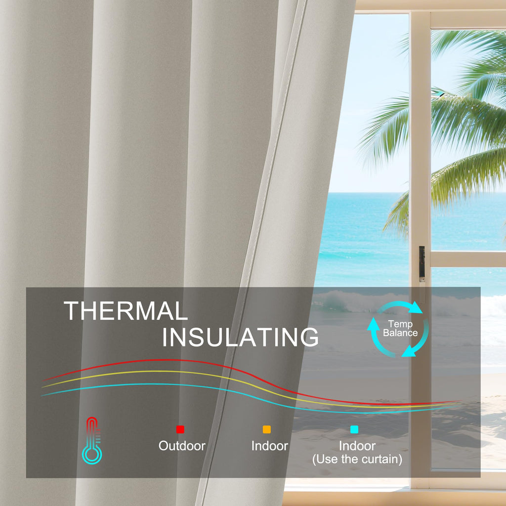 Short Black Out Curtains 48 inch Long for Small Window, Rod Pocket Privacy Bathroom Draperies, Thermal Insulated