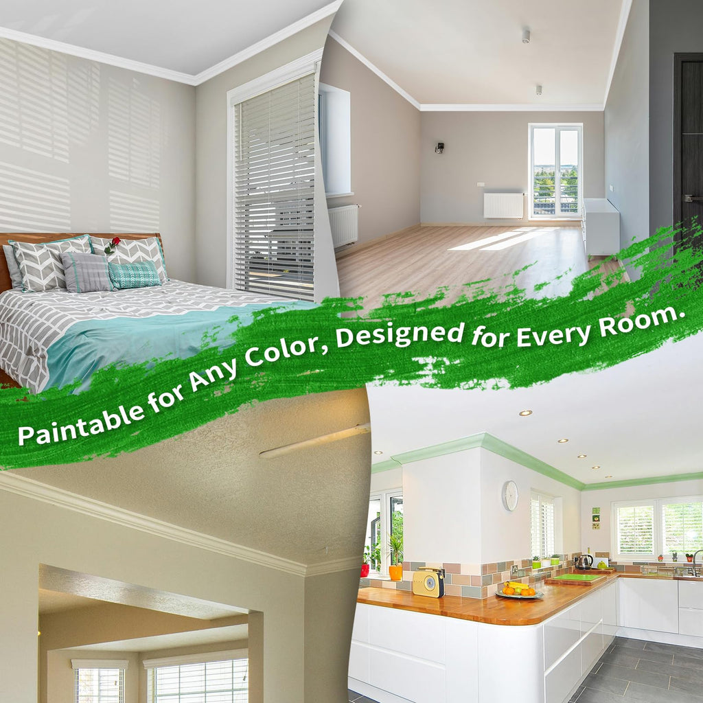 8 Pack, 8 ft Each (64 ft Total) High Impact PS Ceiling Crown Molding, Wall Molding Trim, Lightweight, Paintable
