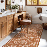 Vivienne Orange Hallway Runner Rug Non Slip, Boho Washable Western Runner Rug, Stain Resistant Aztec