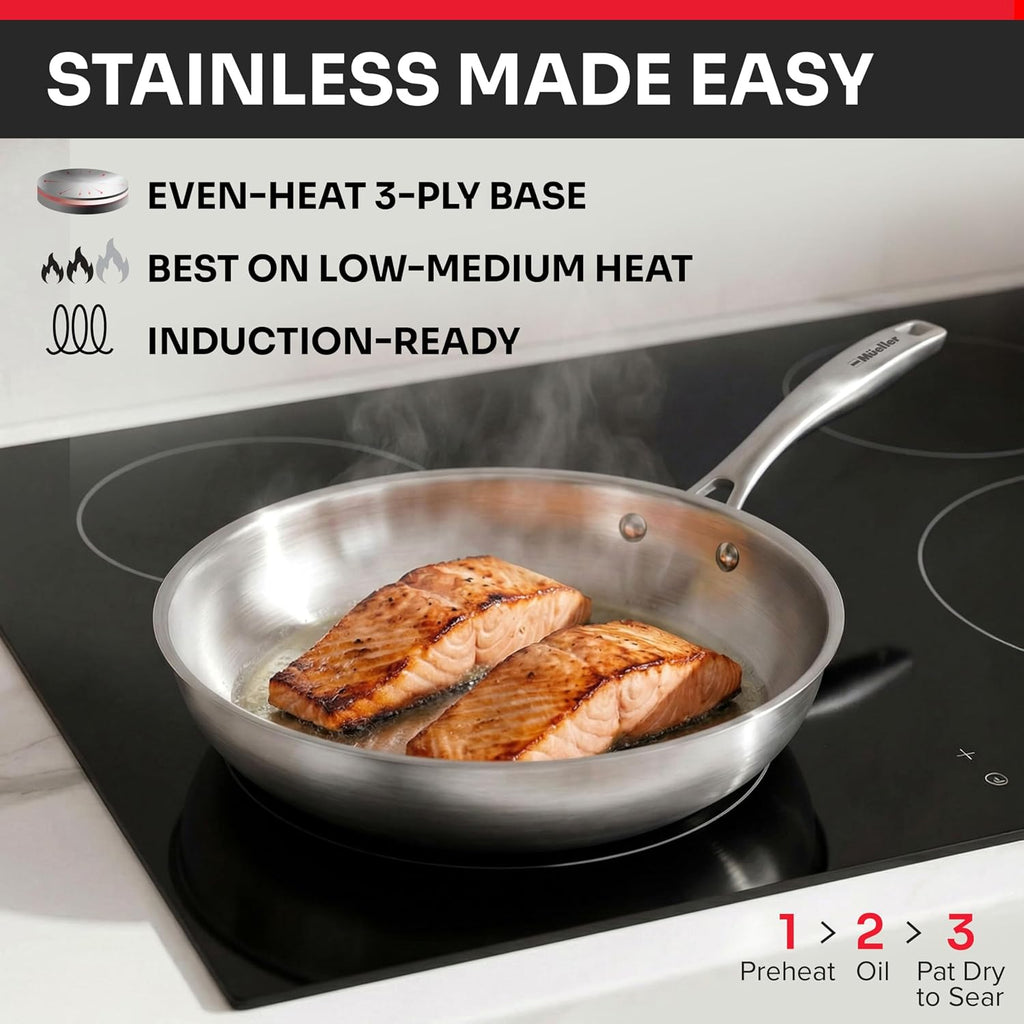 17-Piece Stainless Steel Pots and Pans Set, Tri-Ply Ultra-Clad Pro | Cookware Set, Induction Ready, Oven Safe