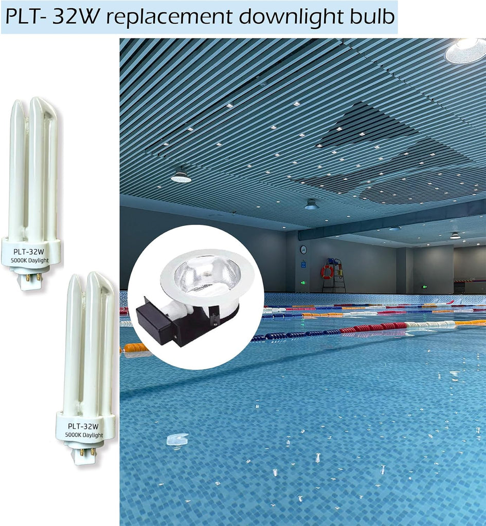 6pack PLT 32W Triple Tube Fluorescent Light Bulb, 5000K Bright White Daylight 4-Pin GX24-3 Type Base,High