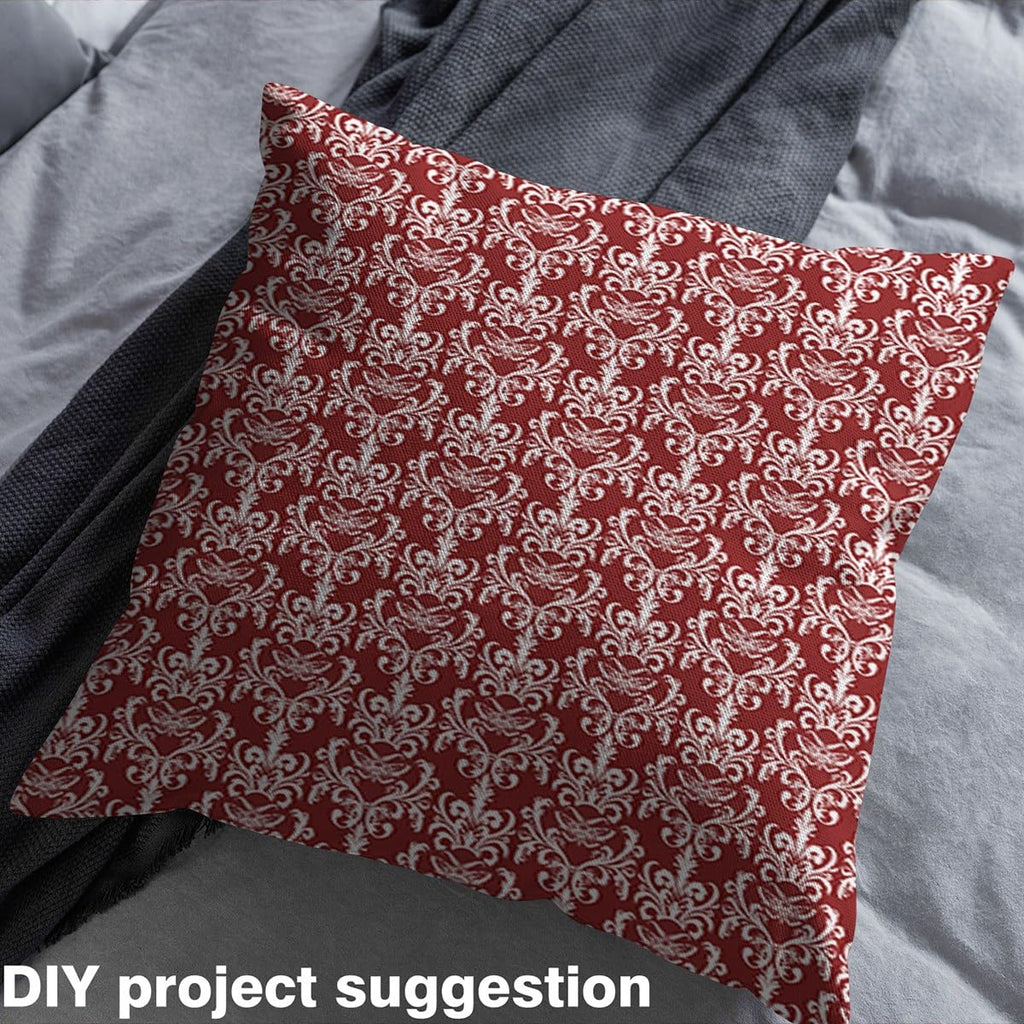 Red Damask Fabric By The Yard Death Moth Gothic Upholstery Fabric for Chairs Vintage Floral Jacquard Bohemia Boho