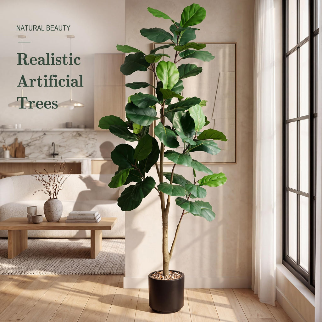 Artificial Fiddle Fig Tree 7FT with Tall Exquisite Planter