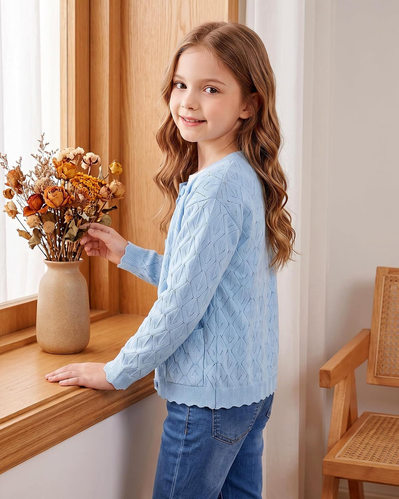 Knit Cardigans Long Sleeve Button Down Cropped Sweaters
