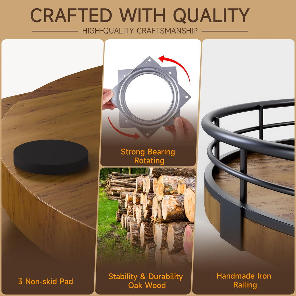 Farmhouse Oak Lazy Susan Organizer, Walnut Finish