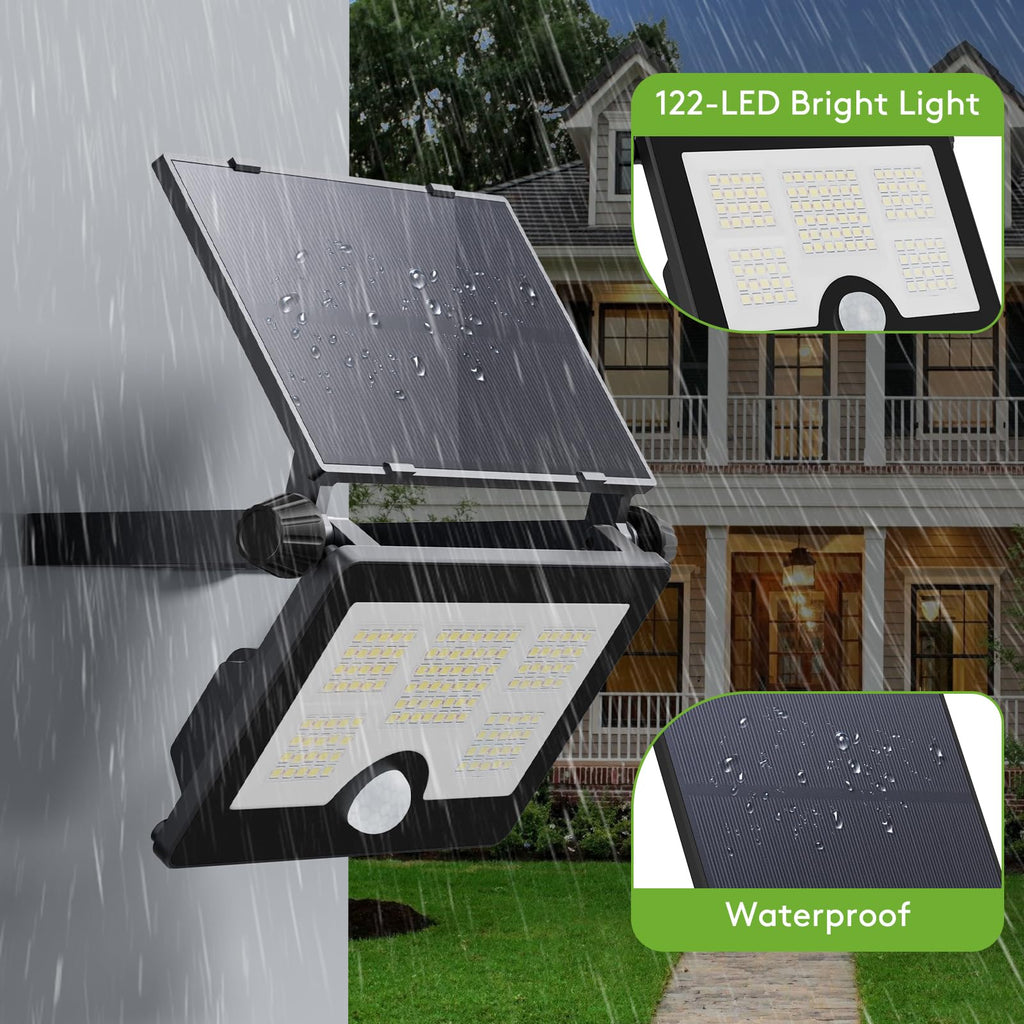 Upgrade Version Solar Outdoor Lights, Ultra Bright Floodlight, Motion Sensing Lights, Waterproof Safetylight, Adjustable