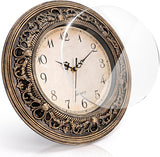 Plastic Silent Wall Clock, 13 Inch Vintage Large Wall Clocks, Battery Operated Round Bathroom Clock