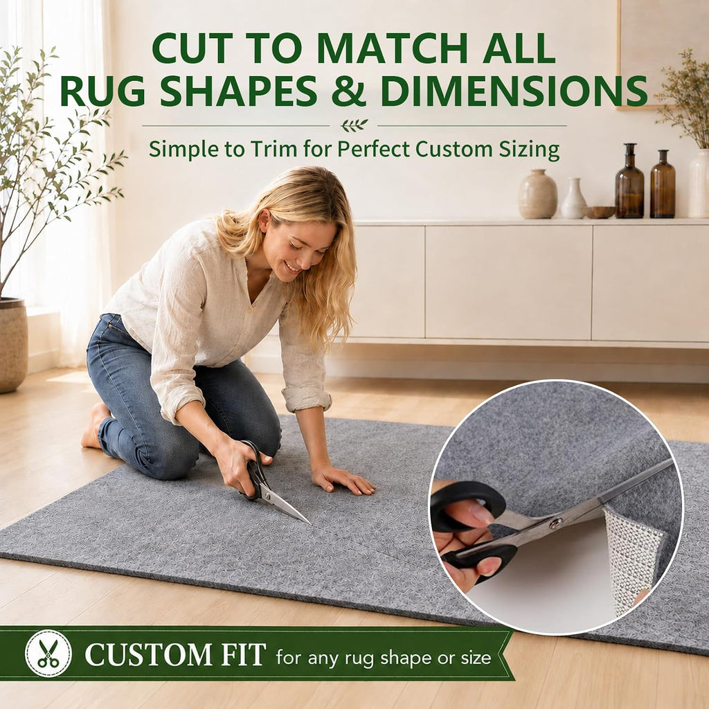 Non Slip Rug Pad Grippers - 5x7 Ft, 1/8" Thick, (Felt + Rubber) Double Layers Area Carpet Mat Tap, Provides - Set of 35