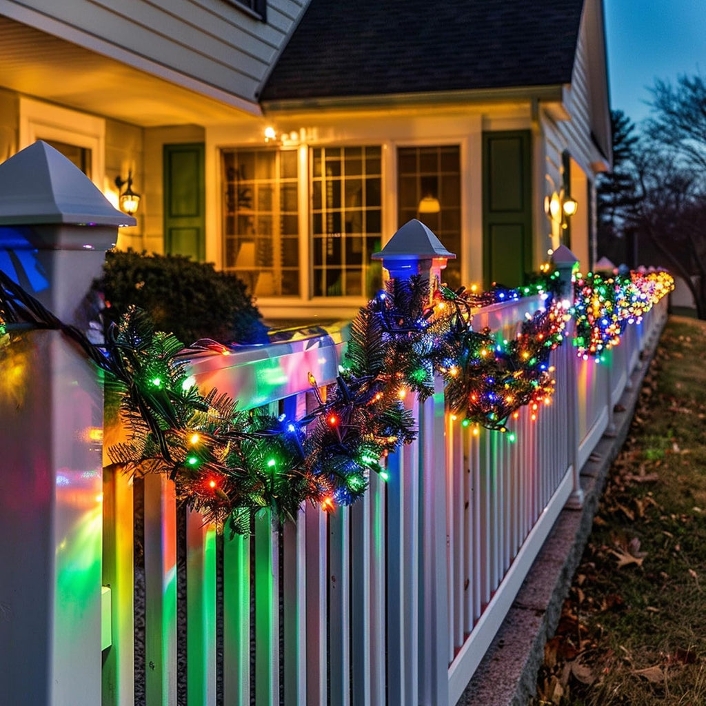 30 FT Pre-Lit Christmas Garland Decorations, 100 LED Lighted Artificial Pine Garlands with 8 Modes, Green Garland