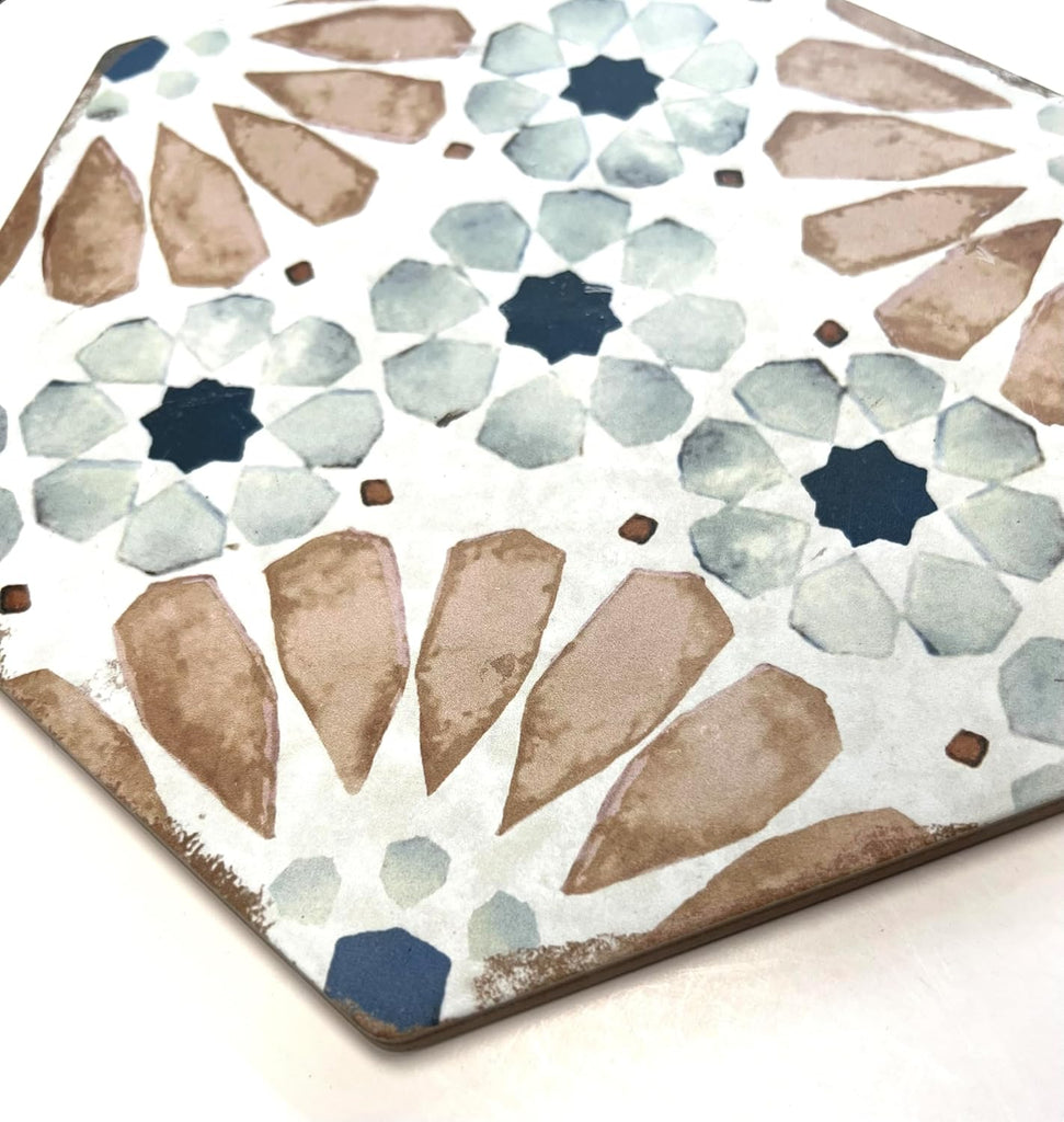 8.75x10 Watercolor Delicado European Porcelain Hexagon Tile Wall Floor Indoor Outdoor 4 Pieces