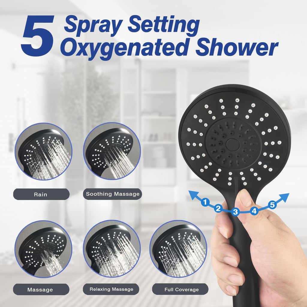Adjustable Shower Slide Bar with Handheld Shower Head &Hose(Matte Black)