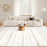 5x7 Washable Boho Moroccan Area Rug, Neutral Farmhouse Non-Slip Carpet for Bedroom Office
