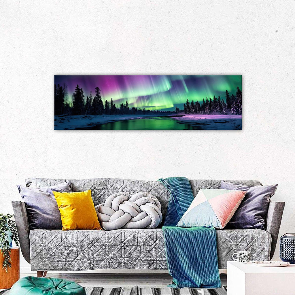 Northern Lights Wall Art Decor Aurora Forest Pictures Wall Decor Aurora Borealis Landscape Canvas Prints Painting