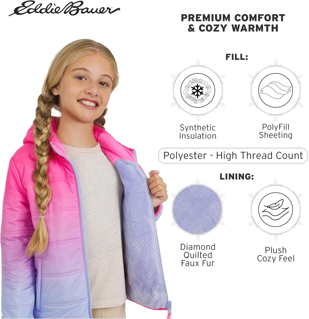 Girls' Deer Harbor Reversible Faux Fur Lined Insulated Puffer Jacket