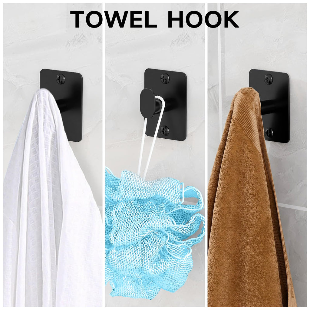 Black Bathroom Accessories Set, 4-Piece Bathroom Hardware Set