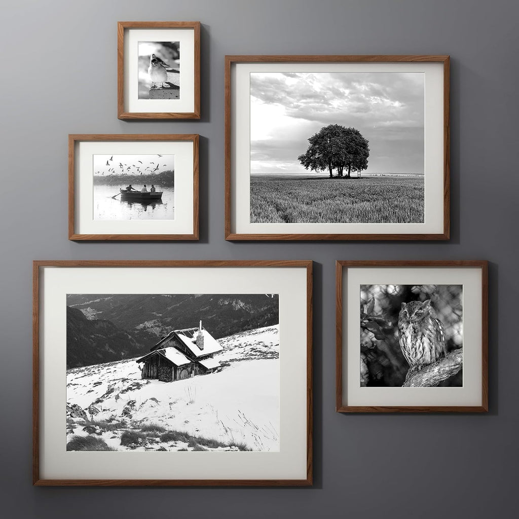 24x36 Poster Frame, USA-Sourced Natural Walnut Wood Picture Collage Frame with HD Tempered Glass, Modern Simple 24 x