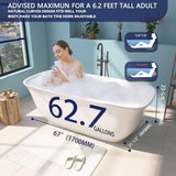 67" Acrylic Free Standing Tub, Stand Alone Tub, Freestanding Bathtub, Soaking Bathtub, cUPC Certified, PE(Glossy White)