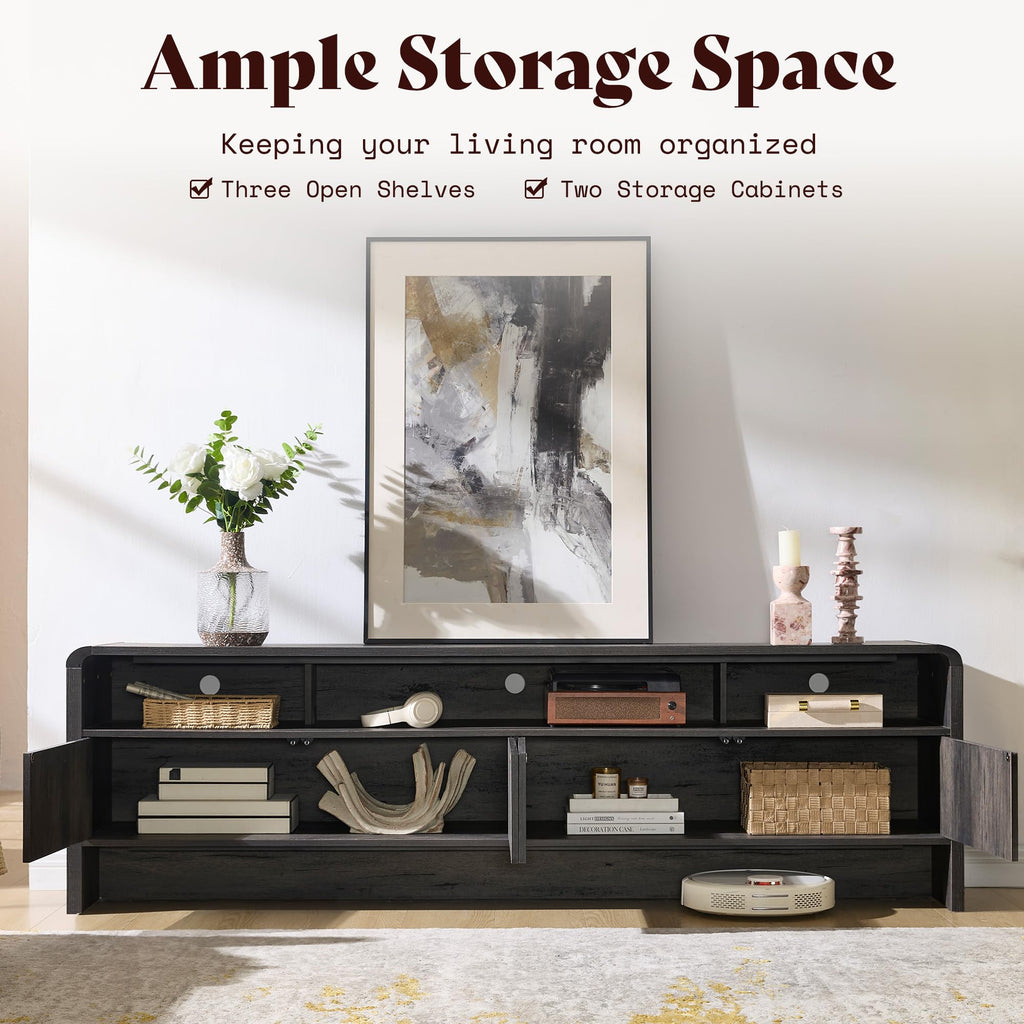 70" Modern Curved TV Stand with Storage for TVs Up to 80"
