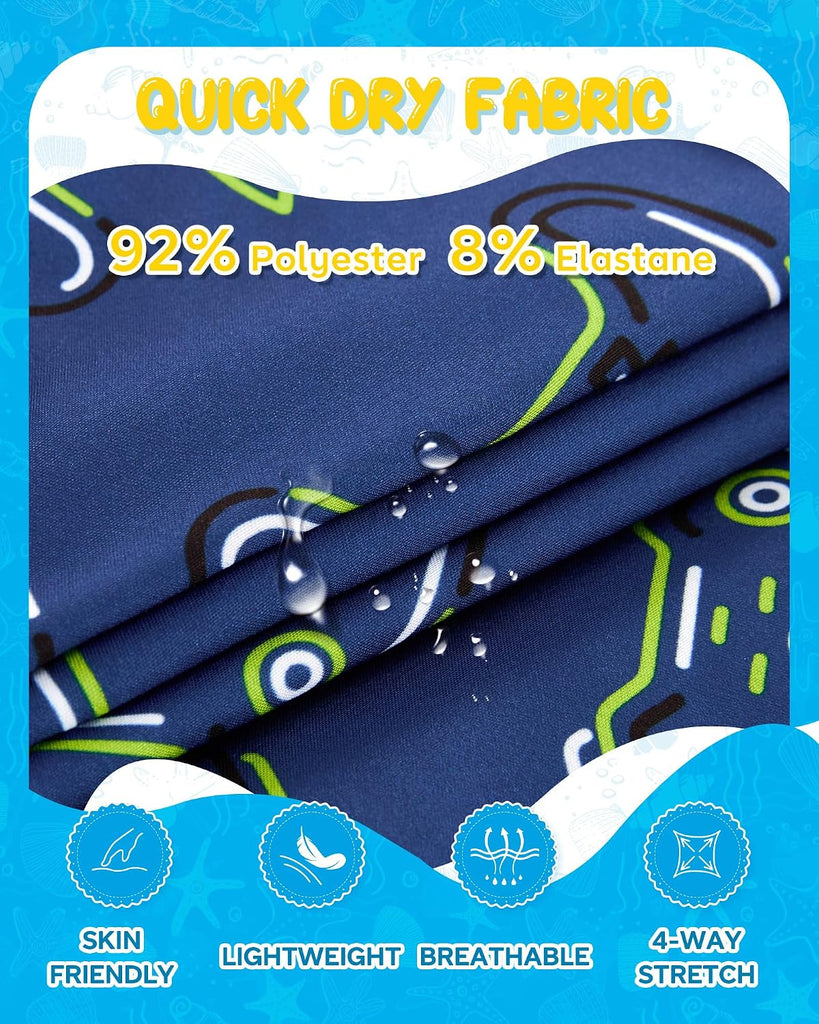 2 in 1 Boy's Swim Trunks Zipper Pockets Kids Bathing Suits