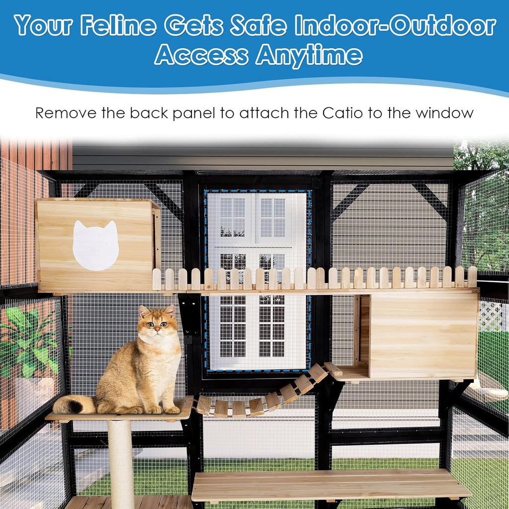 Large Catio Outdoor Cat Enclosure Window 73" H Walk-in Cat House