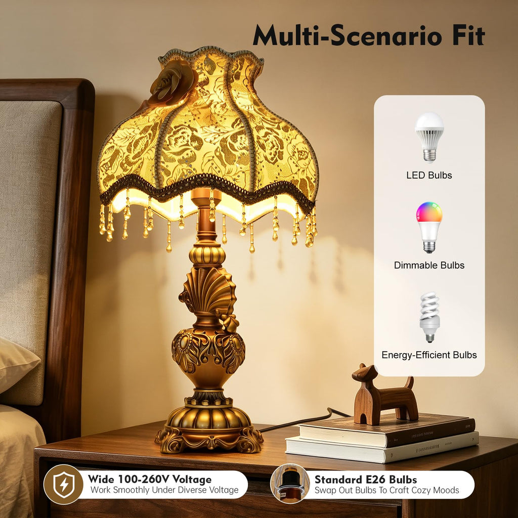 Table Lamp European Style Desk Bedside Reading Light Deco Bedroom Bedside Nightstand Reading Desk Light for Living