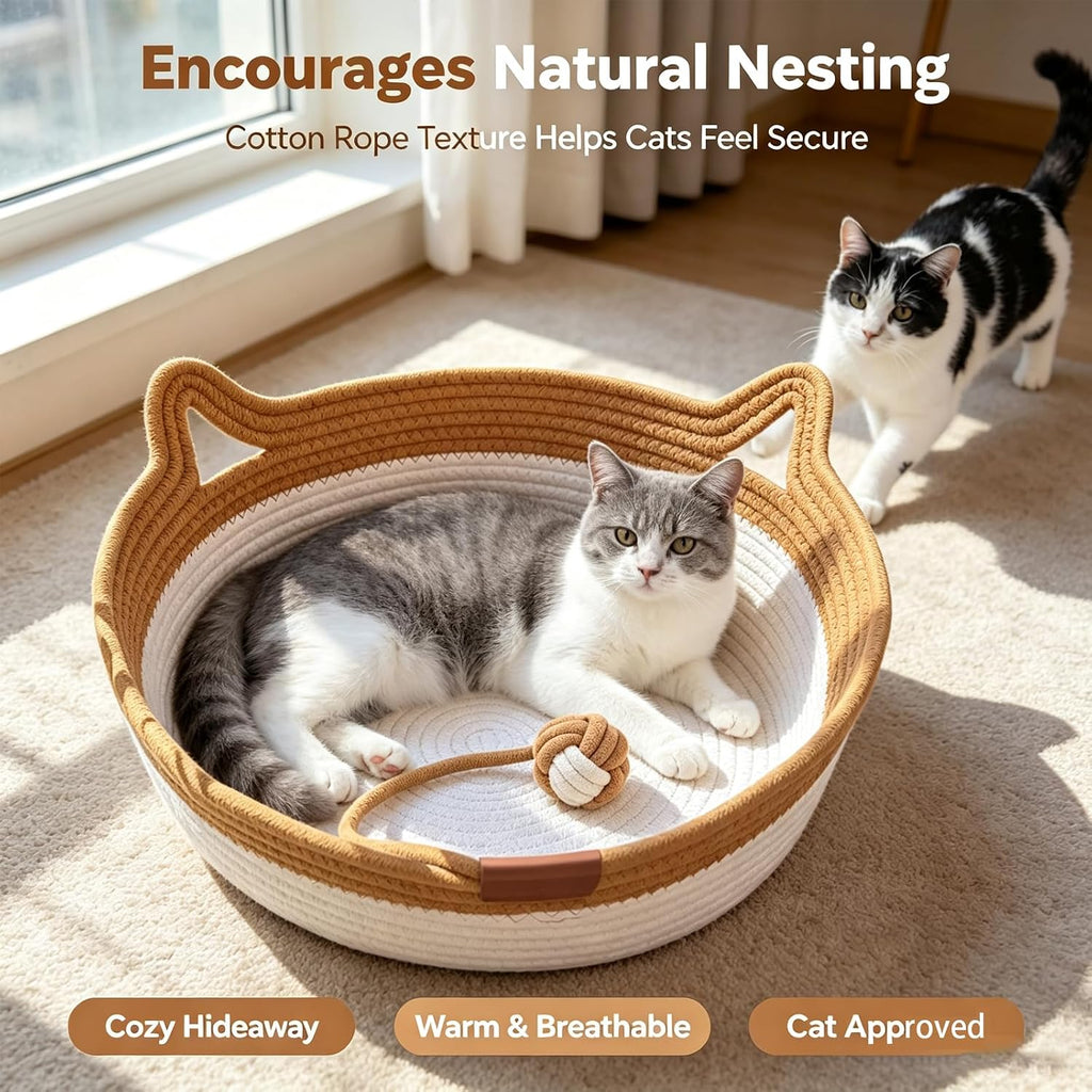 Medium Instinct Basket for Cats Rope Cotton Handwoven Cat Basket