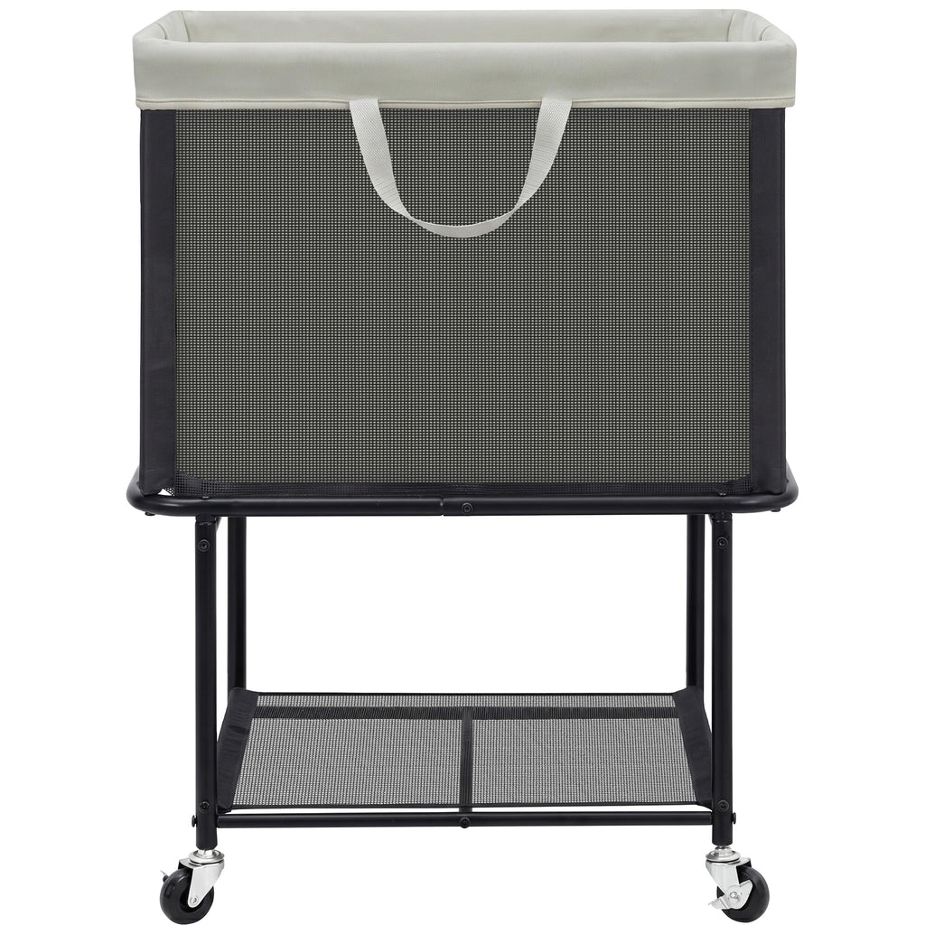 Rolling Laundry Hamper with Lockable Wheels, 29-Gallon (110L) Laundry Cart with Removable Canvas Bag, 2-Tier Clothes