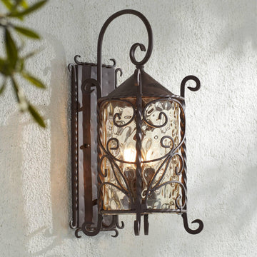 Casa Seville 23 3/4" High Iron Scroll Traditional Rustic Outdoor Wall Light