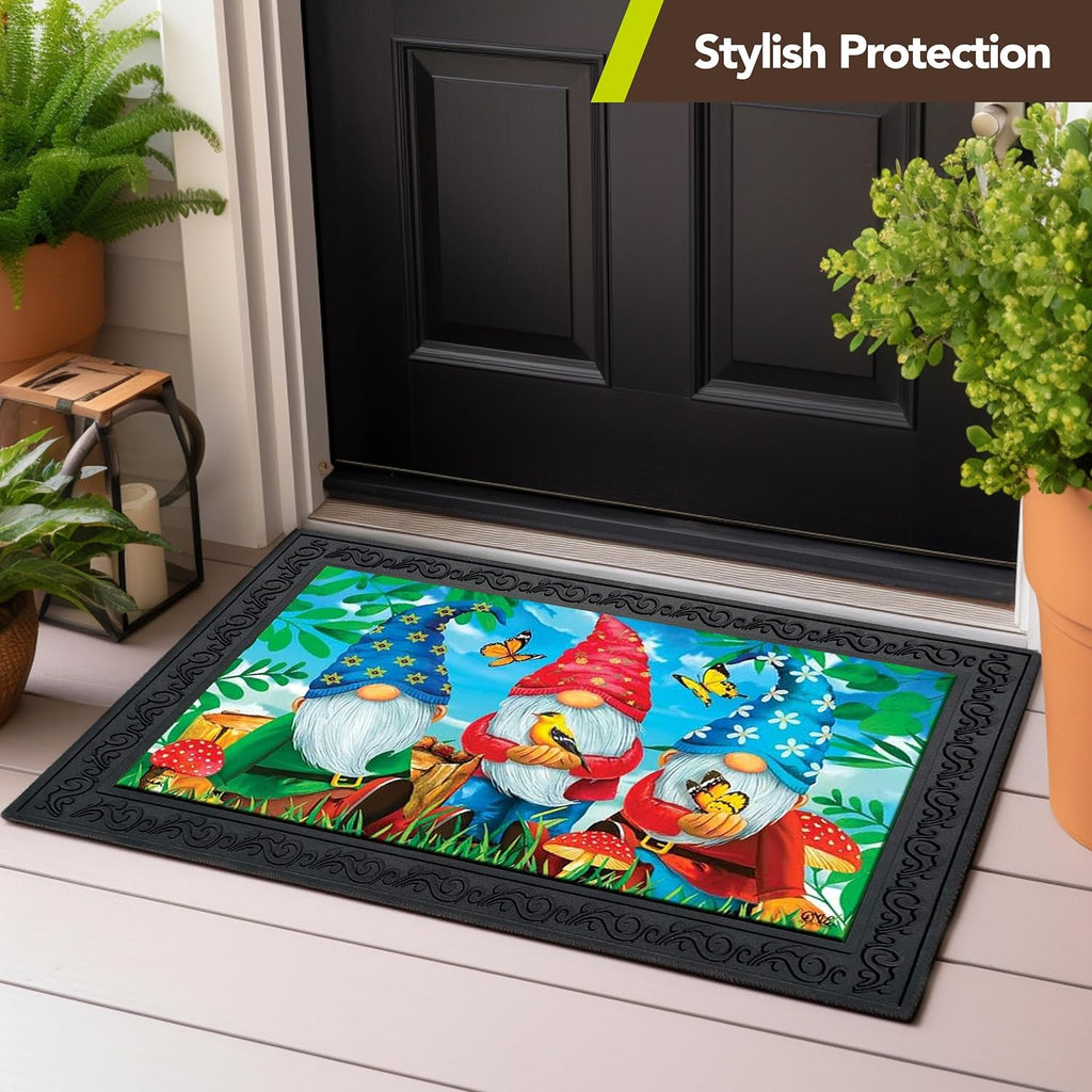 Outdoor Rubber Doormat Tray Floral Design