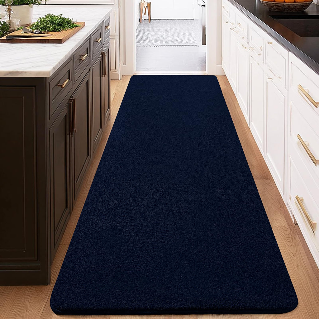 Navy Blue Runner Rug, Modern Non Slip Kitchen Runner