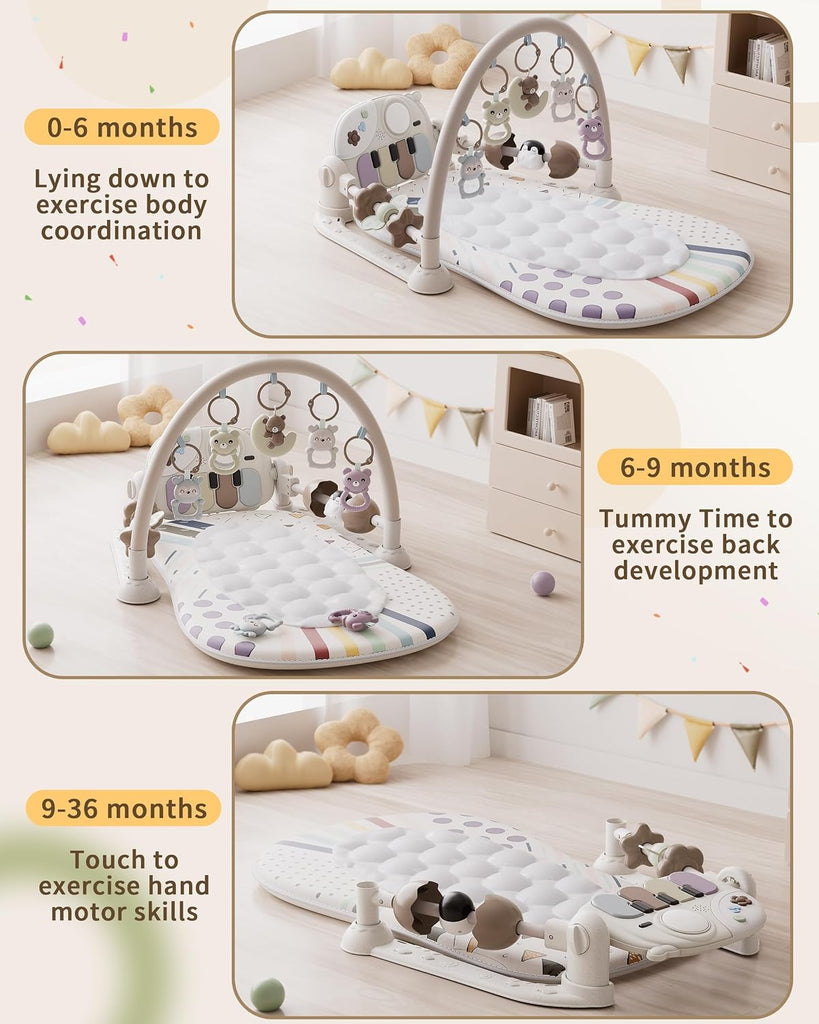 Baby Gym Mat with Detachable Piano for Babies 0-3 6-9 12 Months