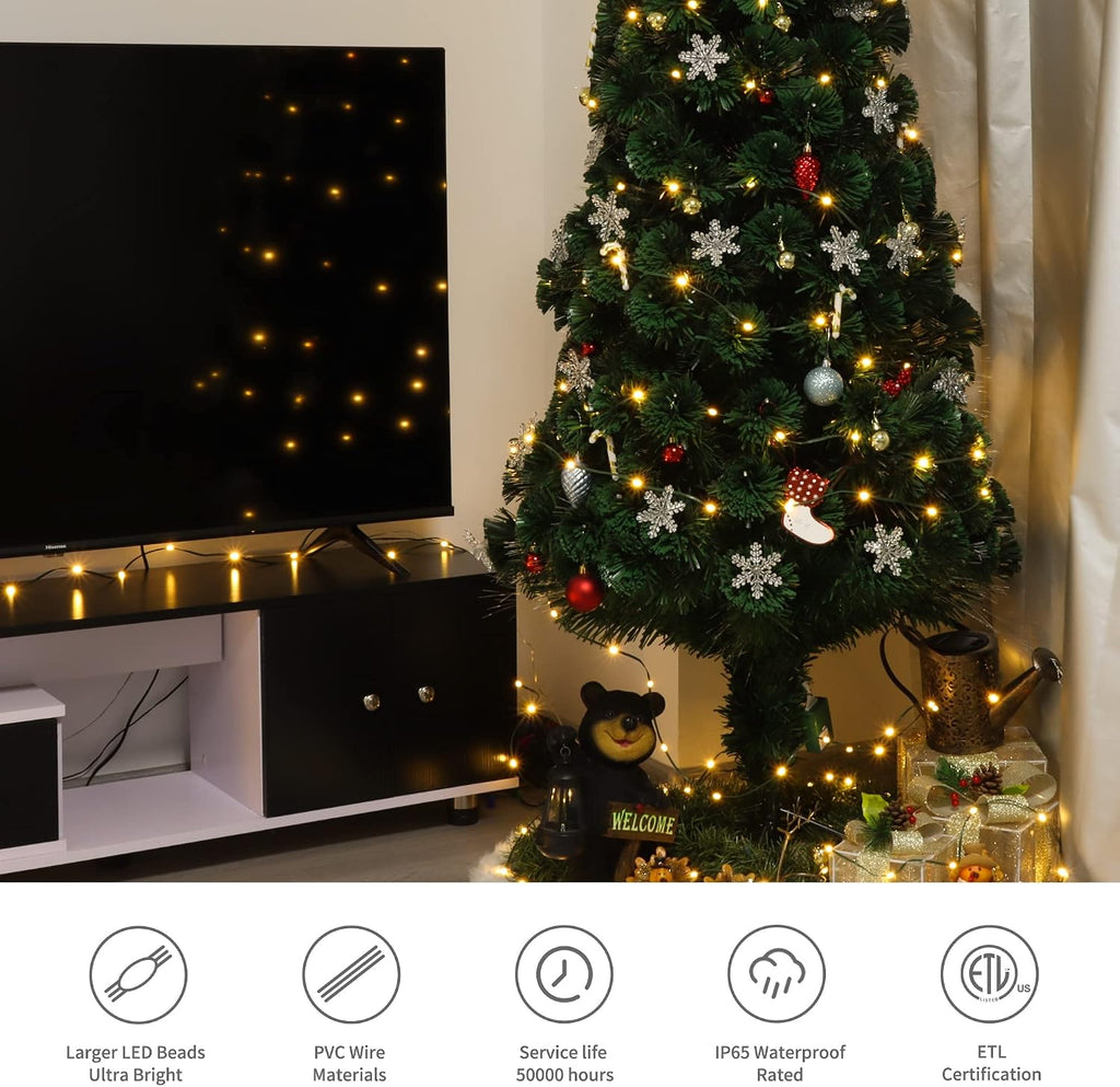 1000 LED Fairy String Lights, 328FT Long Outdoor Christmas Lights, Waterproof IP65 Green PVC Copper Wire Lights, 8