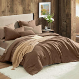 Geniospin Brown Queen Comforter Set - 7 Pieces Comforter Queen, Solid Bedding Set for All Season