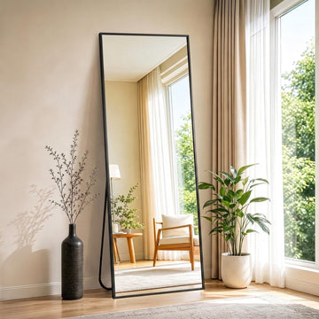 64"x21" Full Length Mirror, Full Body Standing Mirror, Black
