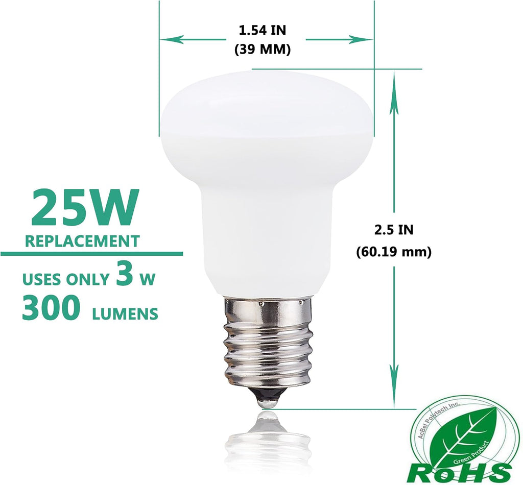 R14 E17 LED Bulb, 3W(25 Watt Incandescent Equivalent), 2700K Warm White Not-Dimmable Intermediate Base Led Light