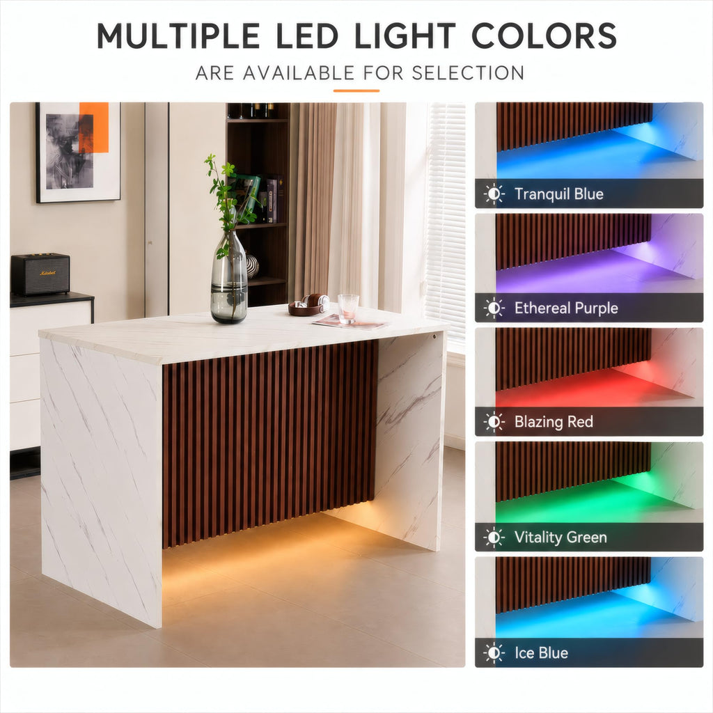 59 Inch Large Imitation Marble Dining Table for 4-6 People, Mordern Marble Stripes Kitchen Dining Table with Grille