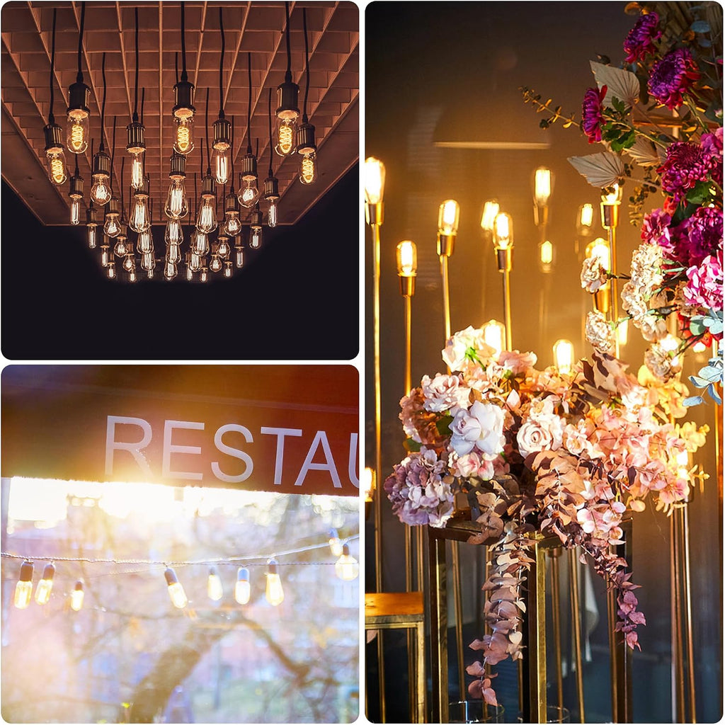 Warm T45 LED Edison Light Bulbs, 6W Equivalent to 60W, 2700K Warm White, Flexible Spiral Filament Light Bulbs