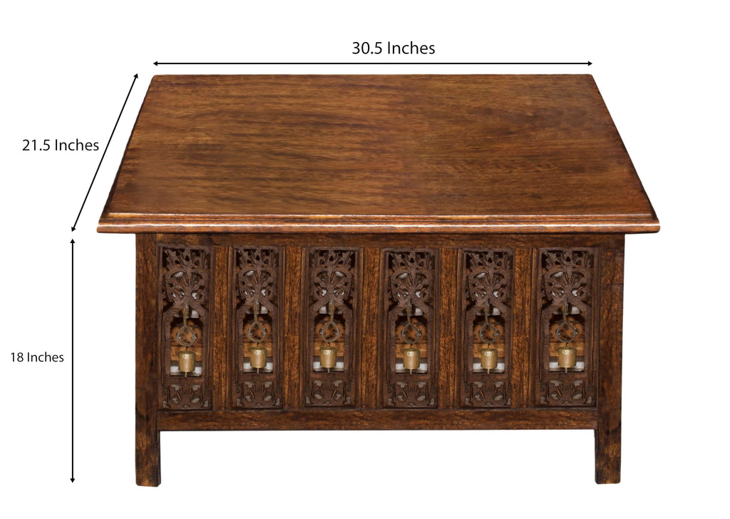 Solid Wood Coffee Table - Hand Carved Decorative Center Table