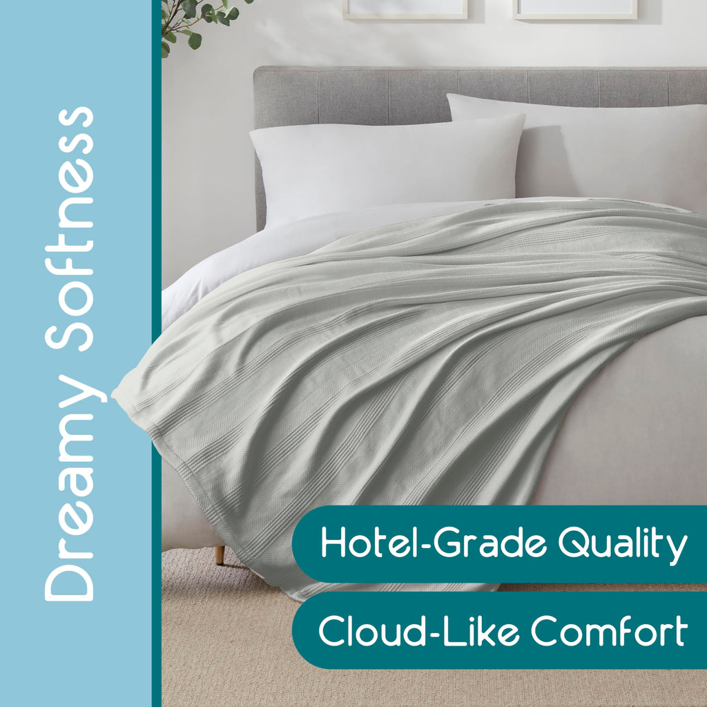 100% Cotton Blanket, Twin, 66x90, Grey