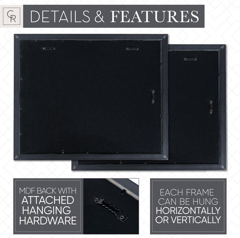 Mixed Gallery Wall Frame Set, (2) 16x20 Inch, (1) 11x14 Inch, and (2) 8x10 Inch, 9 Piece, Brass