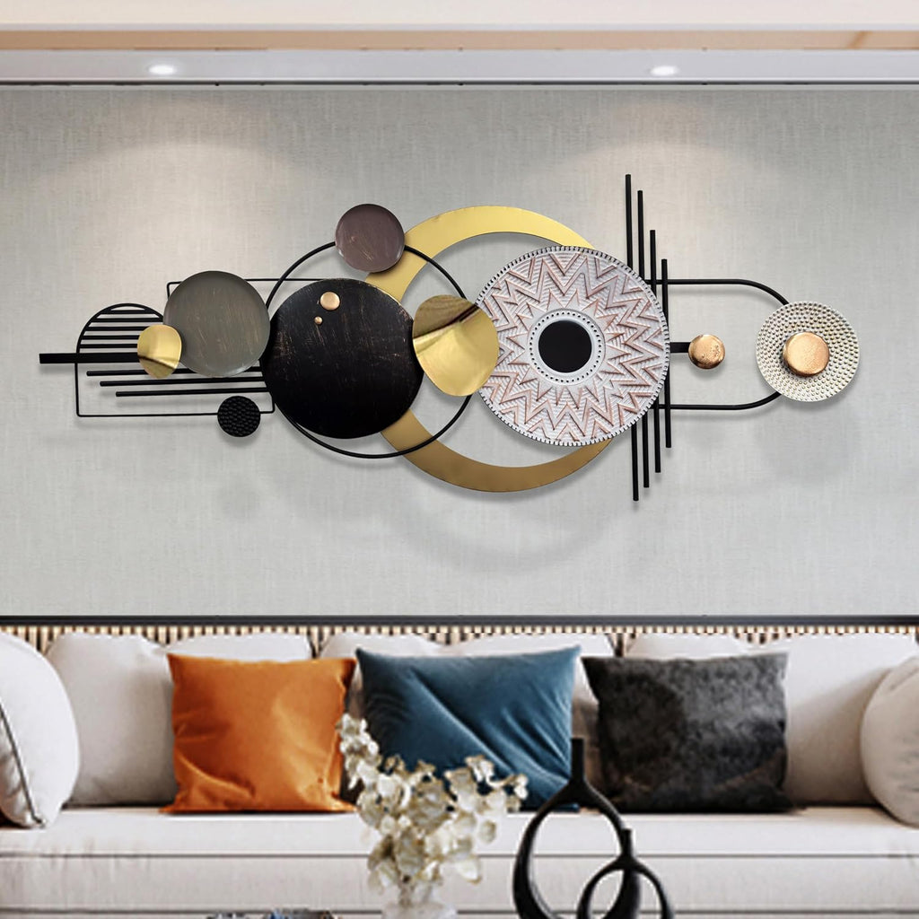 Large Modern Metal Wall Art,Geometric Decor 59x24
